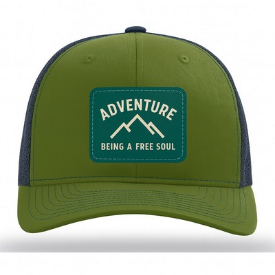 Richardson 6-Panel Trucker Hat W/Leather Patch Or Embroidery