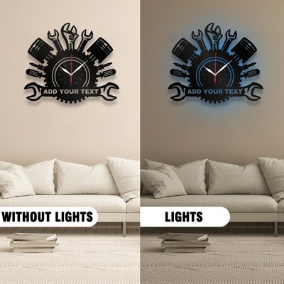 Custom Shaped Metal Wall Clock with Backlit LED Light
