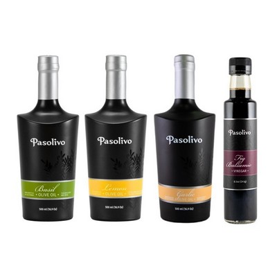 Basil Olive Oil, Lemon Olive Oil, Garlic Olive Oil & Fig Balsamic 500mL