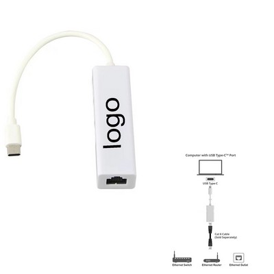 Type-C Lan Adapter With 3 Port USB 2.0 Hub