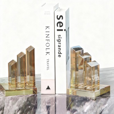 Luxury Creative Crystal Bookends in Amber 1 Pair