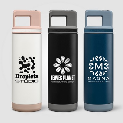 Grosche Alpine Stainless Steel Removable Straw Flip n' Sip Bottle - 20oz - Silkscreen