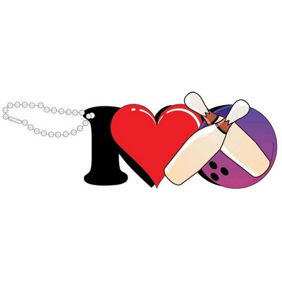 I Love Bowling Promotional Key Chain w/ Black Back (8 Square Inch)