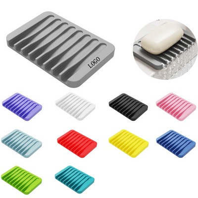 Silicone Soap Dish Self Draining Holder Bathroom Organizer