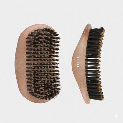 Wood Grain Style Boar Bristle Beard Cleaning Brush with Soap Holder Nylon Hair Grooming Comb