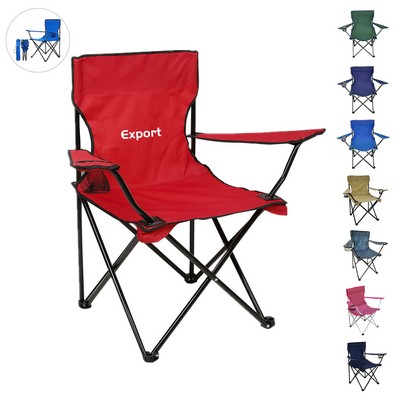 Portable Folding Camping Chair W/ Cup Holders & Carry Bag
