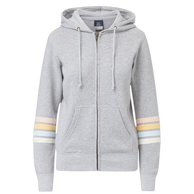 Naamah Cotton-Poly Sleeve Stripe Full Zip Hoodie