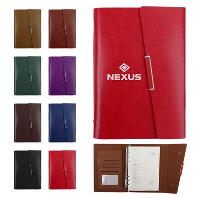 A5 PU Leather Binder Planner Notebook W/ Card Holder
