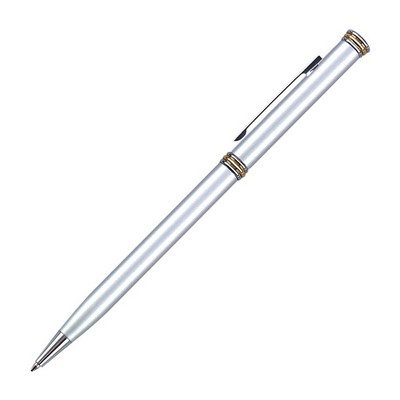 Slim Line Pen - Satin Chrome w/Gold Accents