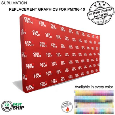 72Hr Fast Ship - Replacement Graphics for 15' Straight Wall Tension Fabric with Wrap End Caps