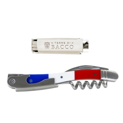 Trio-Color Laguiole Waiter's Corkscrew w/French and US Flag Colors