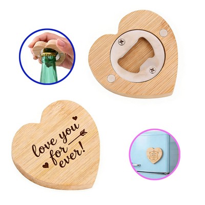 Bamboo Heart-Shaped Beer and Soda Bottle Opener