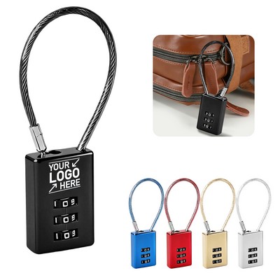 3-Digit Combination Lock with 5-Inch Flexible Steel Cable
