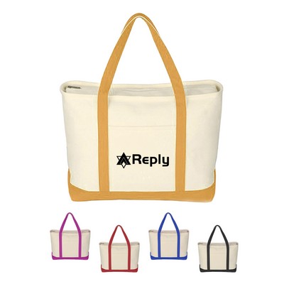 Cotton Canvas Sailing Tote Bag With Zipper