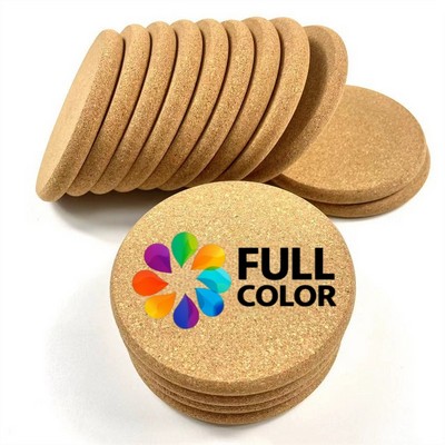 4" Round Thick Ultra Light Soft Cork Coaster