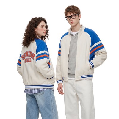 Unisex Two-Pocket Varsity Full-Zipped Contrast Cardigan Jacket/Uniforms
