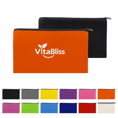 Small Canvas Travel Cosmetic Bag W/ Zipper 8.2"x6"