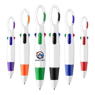 4-in-1 Multicolor Ballpoint Pen with Carabiner Clip