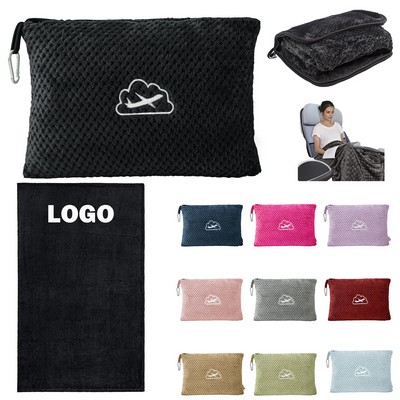 Flannel Travel Blanket Pillow Set