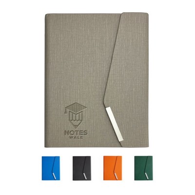 Custom PU Leather Magnetic Portfolio Notebook with Card Slots and Pen Loop