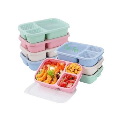 3 Compartment Wheat Straw Meal Prep Food Storage Containers