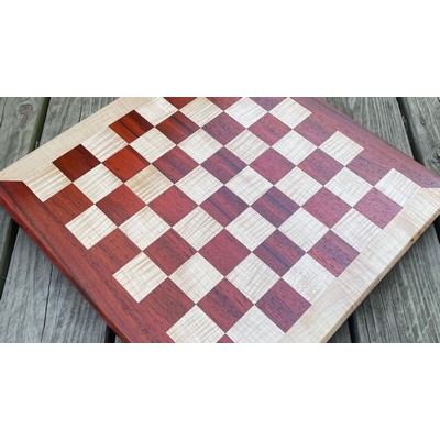 Padauk & Curly Maple Handcrafted Chess Board with Rubber Feet