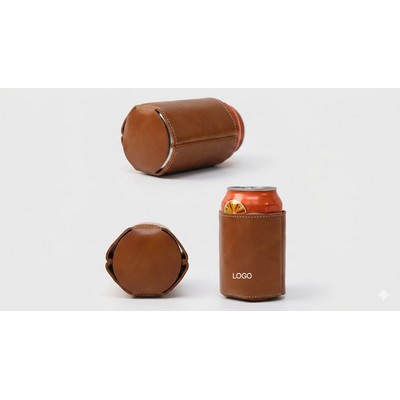 Vintage Leather Beer Bottle Sleeve Premium Insulated Genuine Leather Cooler Retro Beverage Holder