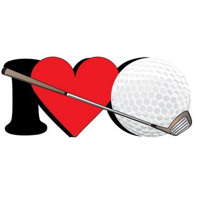 I Love Golf Promotional Magnet w/ Strip Magnet (8 Square Inch)