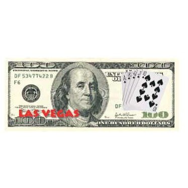 Las Vegas Royal Flush $100 Bill Magnet w/ Full Magnetic Back (2 Square Inch)