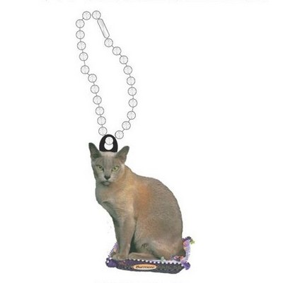 Burmese Cat Promotional Key Chain w/ Black Back (2 Square Inch)