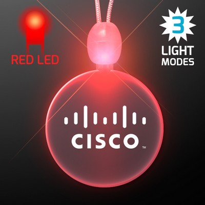 Light Up Promotional Acrylic Circle Necklaces with Red LED - PRINTED