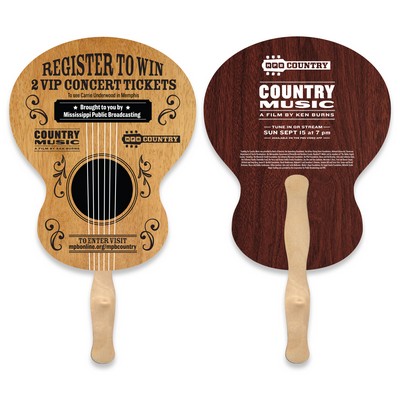 Guitar Shape Full Color Two Sided Single Paper Hand Fan
