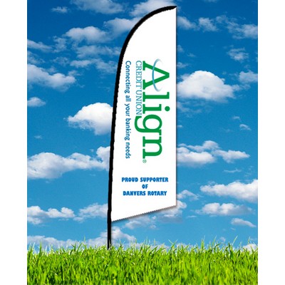 Zoom 2 Straight Flag w/ Stand - 8' Single Sided Graphic w/Spike Base