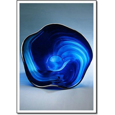 Glacier Ice Flow Art Glass Bowl w/o Marble Base (14.5"x8")
