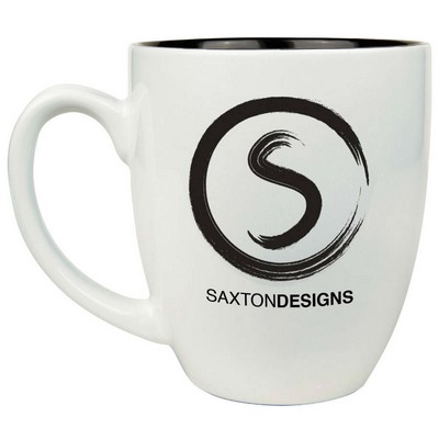 White Bistro Ceramic Mug, Engraved, 16 oz