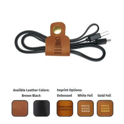 Full-Grain Leather Tech Snap (Slim Pinched #C) - Cord Organizer - Made in USA