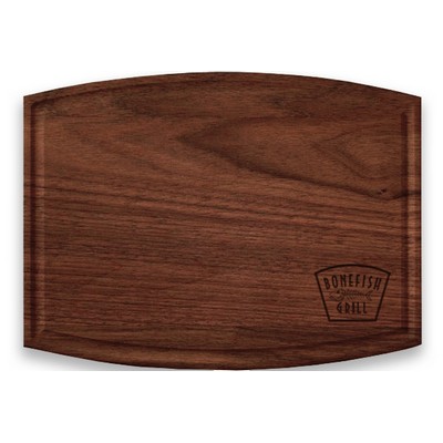 Reversible Thick Solid Walnut Cutting Board w/Arched Sides & Juice Groove (9"x12"x3/4")