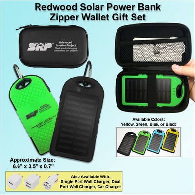 Redwood Solar Power Bank Zipper Wallet Gift Set 5000 mAh