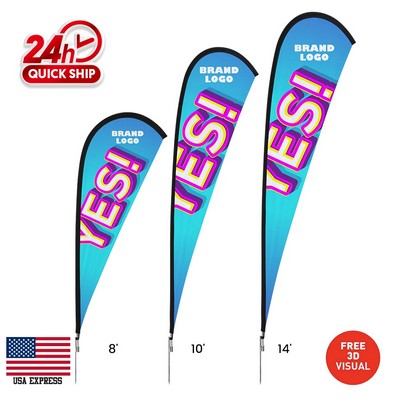 10' Premium Double Side Teardrop Flag Kit w/X Base
