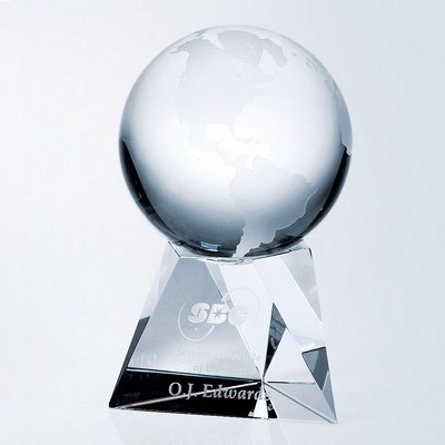 World Globe w/Tri-Base Optic Crystal Award - Medium