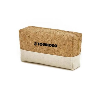 Canvas Cork Portable Wash Cosmetic Bag Toiletries Organizer