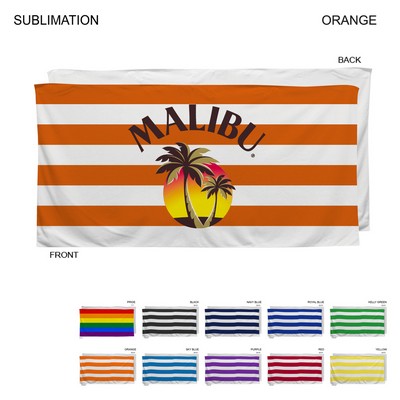Cabana Stripe Sublimated, Heaviest Weight, Plush Velour Terry Cotton Blend Beach Towel, (30"x60")