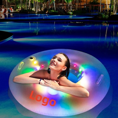 Transparent LED Inflatable Swim Ring With Handles