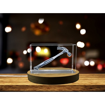 Claw Hammer Faceted Crystal Trophy Award w/LED Base Light