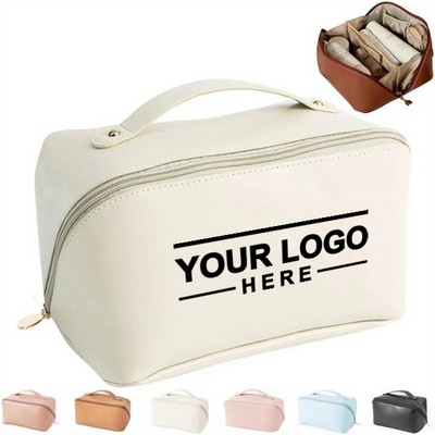 Large Capacity Travel PU Leather Cosmetic Bag