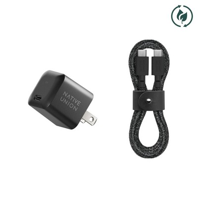 Native Union Fast Gan Pd 30W Charger W/ Usb-C To Usb-C Cable Bundle Black/Cosmos
