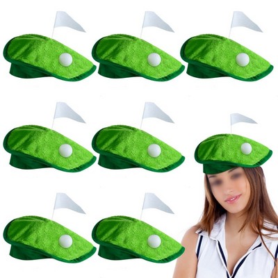Novelty Golf Caddy Beret Hat with Golf Flag