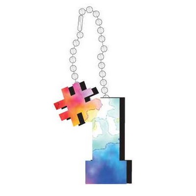 #1 Promotional Line Key Chain w/ Black Back (2 Square Inch)