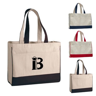 Two Tone Shopping Canvas Tote Bag