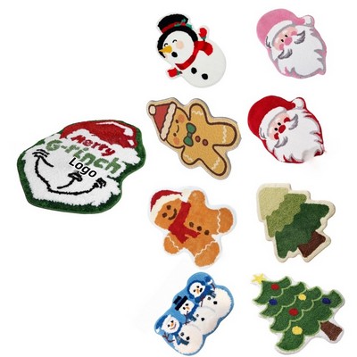 Plush Christmas Tree And Santa Decorative Rug For Home Entryways